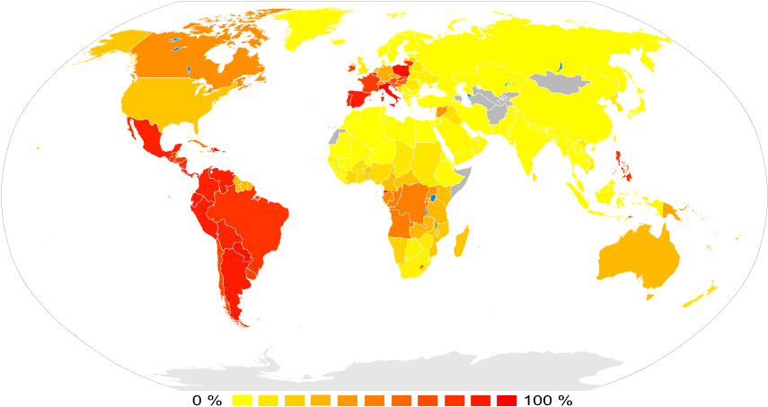 Mapamundi Católico - North South World Divide (940x477), Png Download