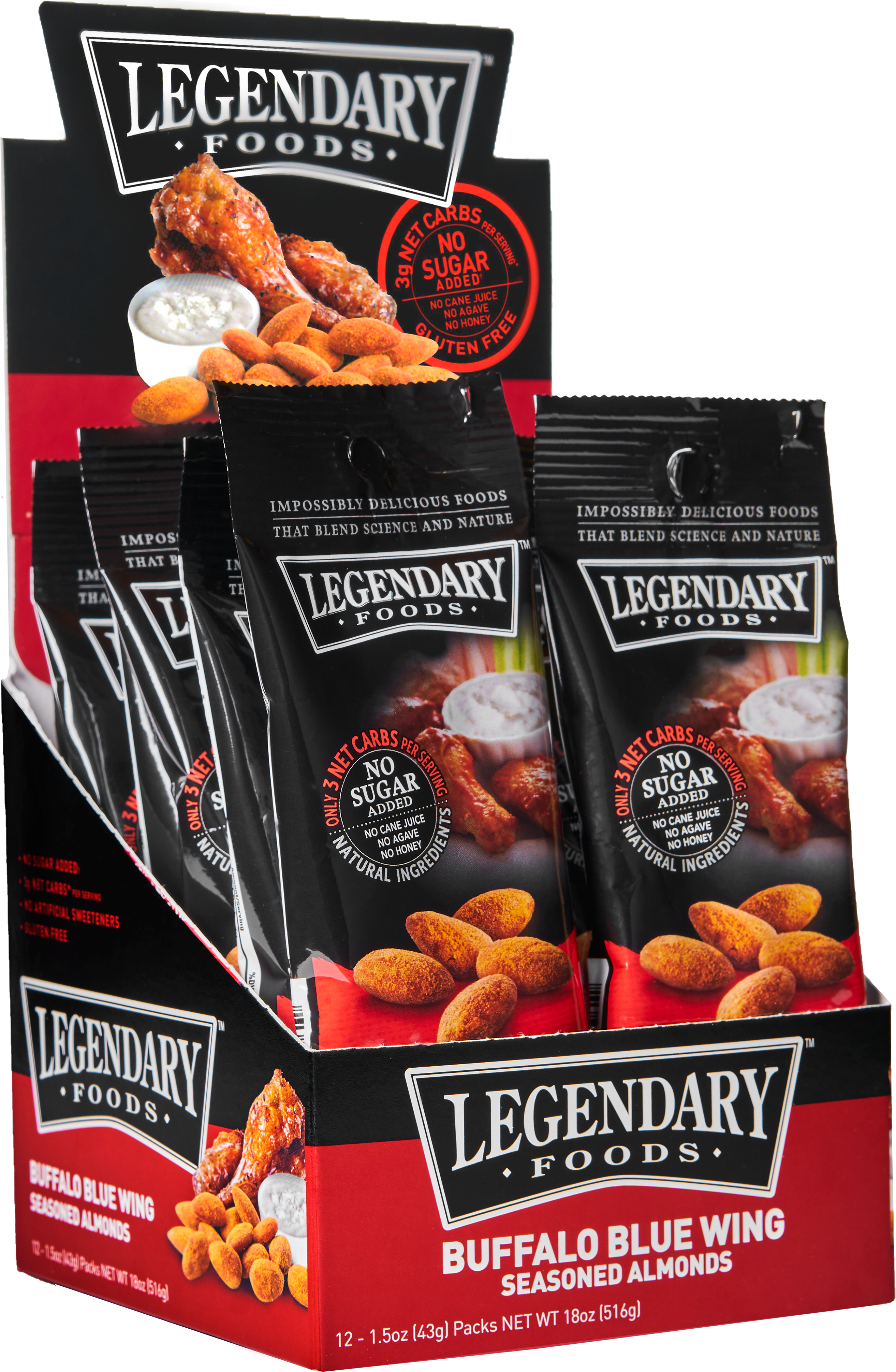 12 On The Go Buffalo Blue Wing Seasoned Almonds - Food (2900x4200), Png Download