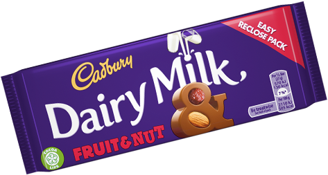 Cadbury Dairy Milk Fruit & Nut - Cadbury Dairy Milk (600x271), Png Download