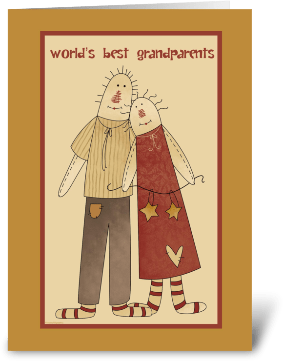 Primitive Folk Art Grandparents Day Greeting Card - National Grandparents Day (700x792), Png Download