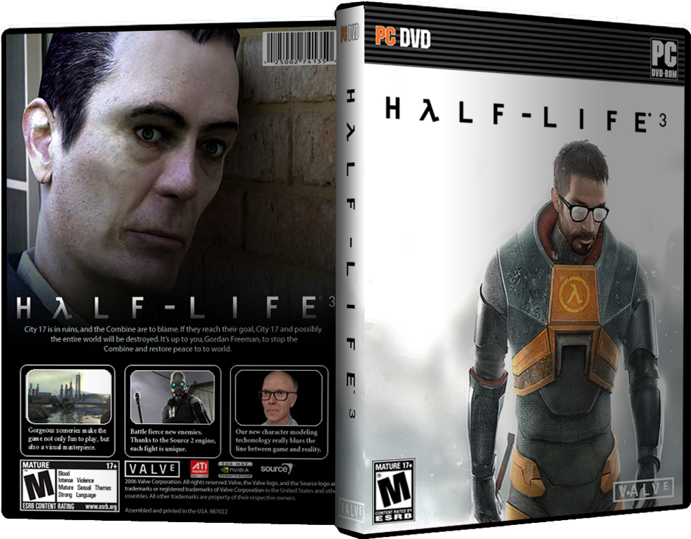 This One Has The Newer Pc Dvd Banner On Top - Gordon Freeman Half Life Game Shooter 24x18 Print Poster (1100x824), Png Download