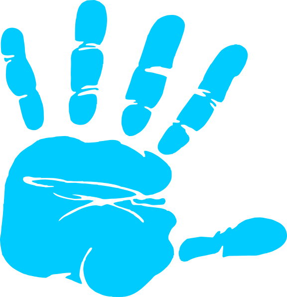 Blue Hand Print Clip Art At Clker - Kid Handprint Clipart (576x596), Png Download