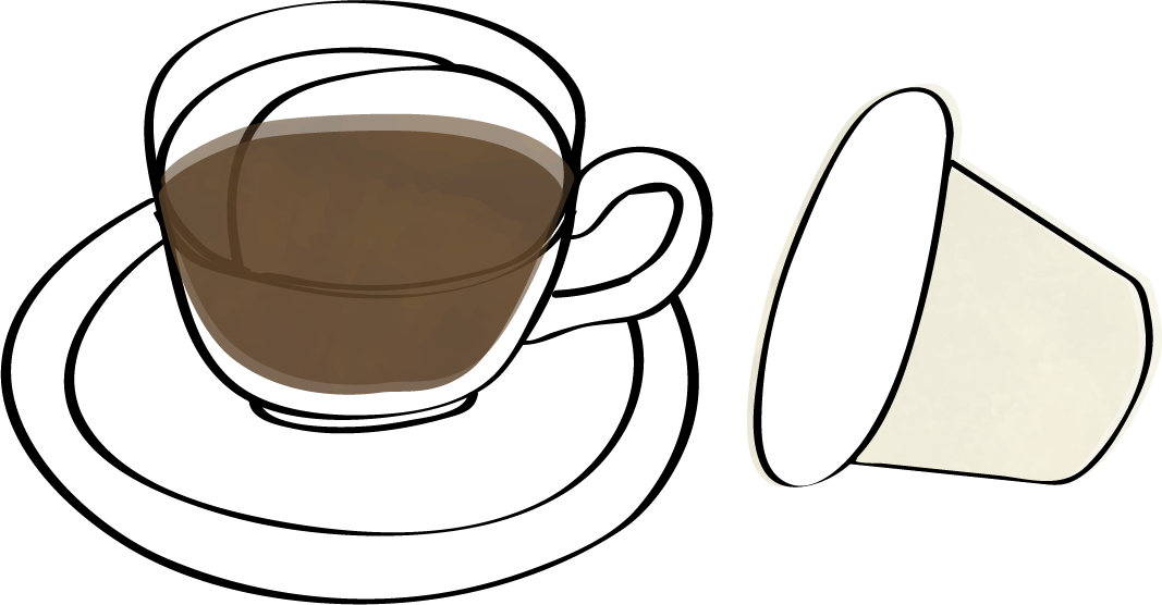 Espresso Pods - Line Art (1067x556), Png Download