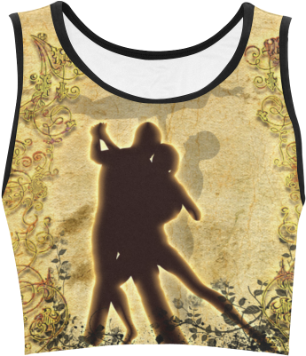 Dancing Couple On Vintage Background Women's Crop Top - Dance With Me Yard Sign (500x500), Png Download