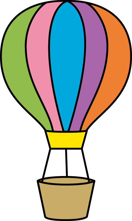 Colorful Hot Air Balloon - Outline Of Hot Air Balloon (446x747), Png Download