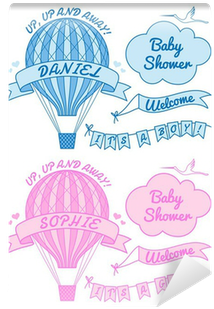 New Baby Boy And Girl With Hot Air Balloon, Vector - Boy (400x400), Png Download