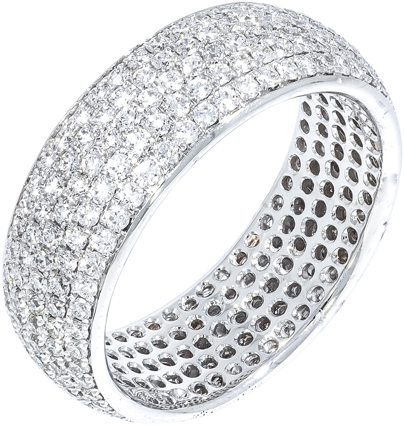 Round Brilliant Pave Diamond Wedding Band - Pave Wedding Band (1516x1516), Png Download