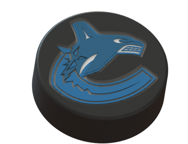 Vancouver Canucks Logo On Ice Hockey Puck 3d Print - Great White Shark (667x500), Png Download