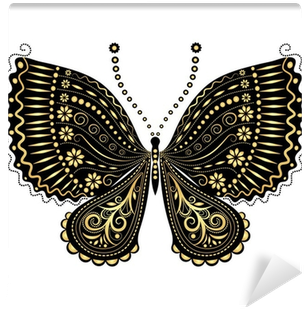 Fantasy Vintage Black-gold Butterfly Wall Mural • Pixers® - Relaxing Butterfly Patterns: Butterfly Adult Coloring (400x400), Png Download