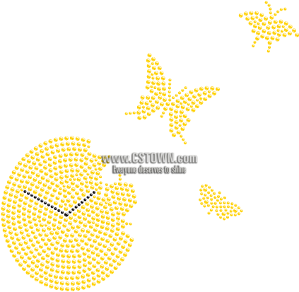 Golden Butterfly Hotfix Bling Transfer For Clothing - Invertebrate (450x450), Png Download