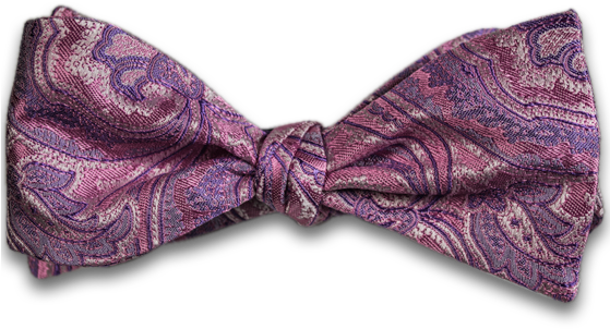 Pink Silk Self Tie Bow Tie With Pink And Lavender Woven - Paisley (558x371), Png Download