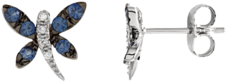 14k White Gold Blue Sapphire & 0.04 Ctw Diamond (400x400), Png Download