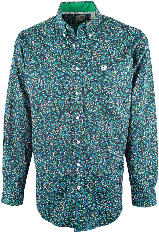 Cinch Navy Paisley Print Plain Weave Shirt - Pinto Ranch (544x800), Png Download