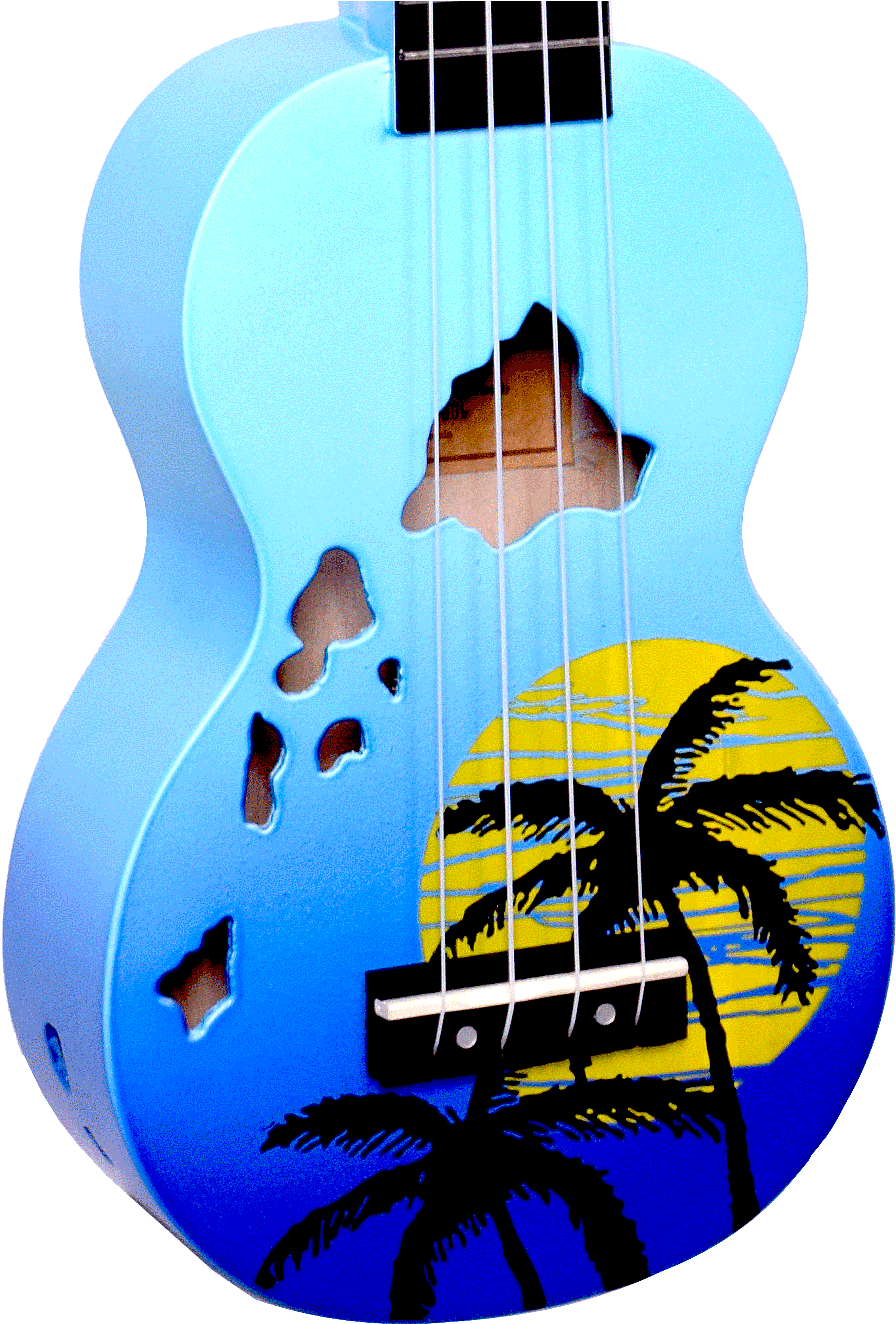 Mahalo Hawaii Blue Burst Soprano Ukulele - Ukulele (913x1329), Png Download