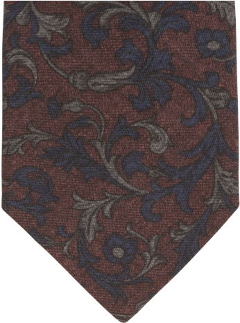 Burgundy Flower Paisley Print Wool Tie - Necktie (448x671), Png Download