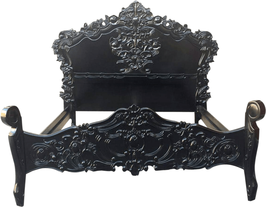 Baroque King Bed Frame - Black Baroque Queen Bed (1000x778), Png Download