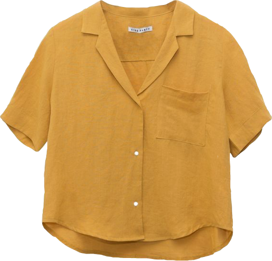 Yellow Niche Meme Nichememes Yellowshirt Shirt Clothes - Yellow Cropped Button Up Shirt (547x524), Png Download
