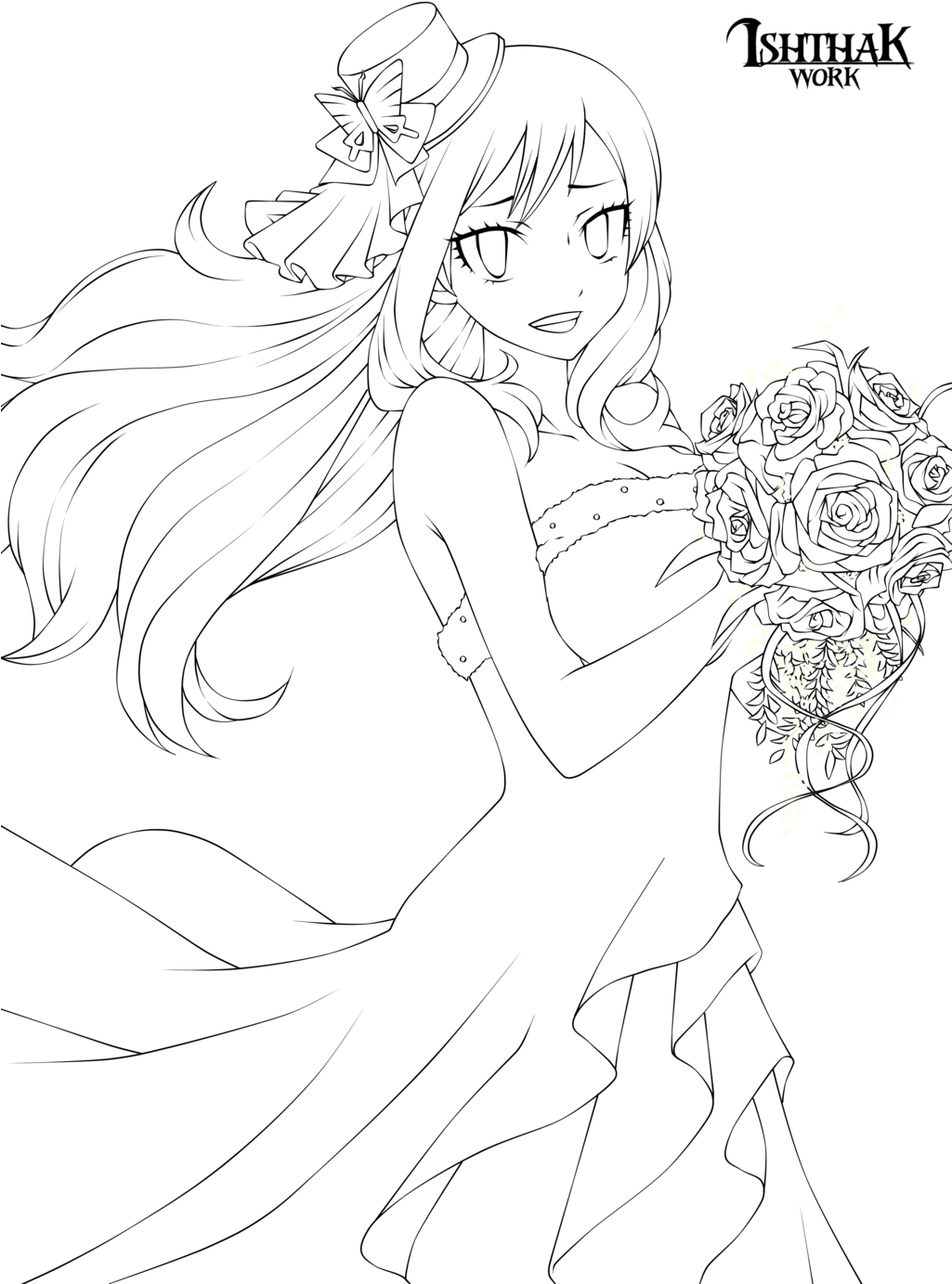 Clip Art Transparent Bride Drawing Line - Bride Lineart (1024x1404), Png Download