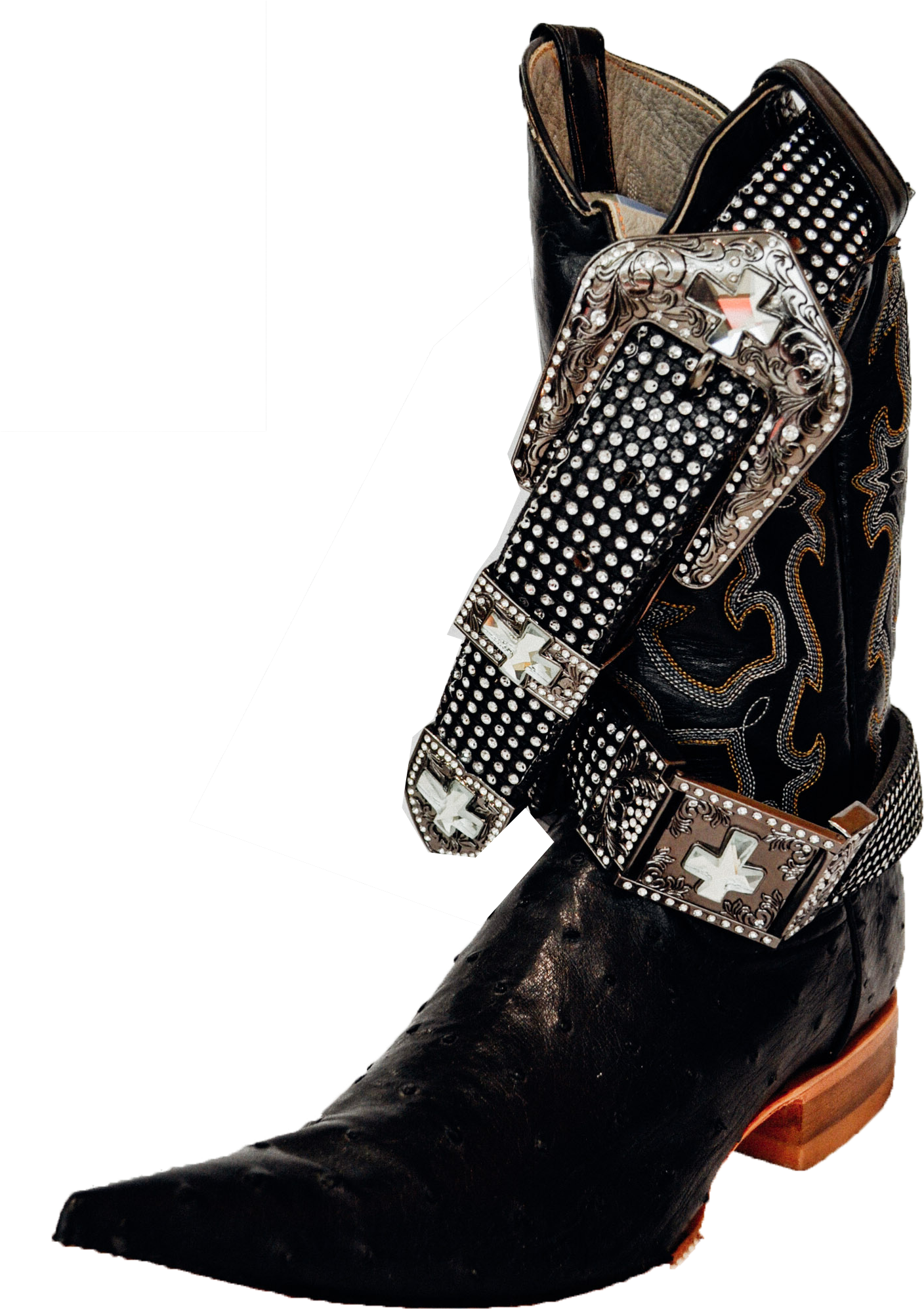 Black Leather On Tan Heels - Bota Vaquera Para Hombre Perronas (1456x2161), Png Download