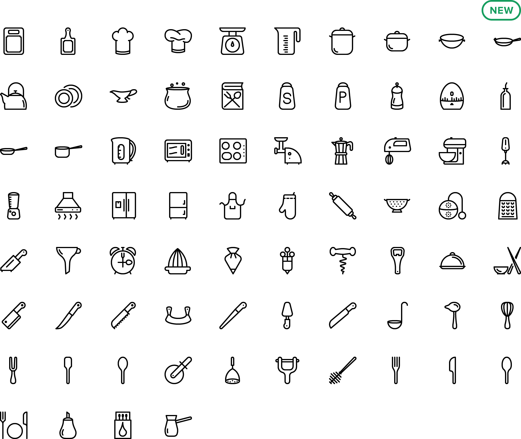 Icon Kitchen - Kitchen Line Icons (1824x1536), Png Download