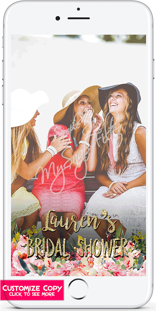 Gold Outline And Floral Themed Snapchat Filter (1000x1000), Png Download