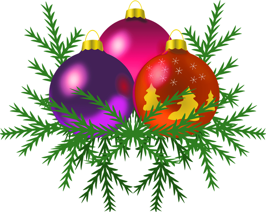 Christmas Baubles On Tree Transparent Background Christmas - Trio Of Holiday Ornaments Round Ornament (902x720), Png Download