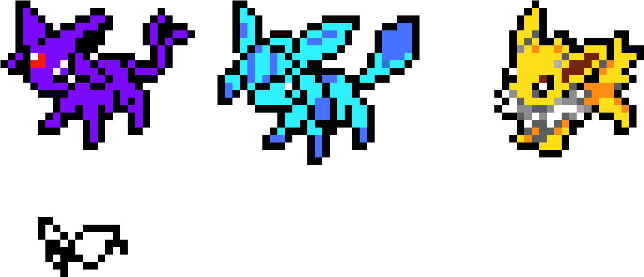 Evee Evolutions - Minecraft Pixel Art (1500x990), Png Download
