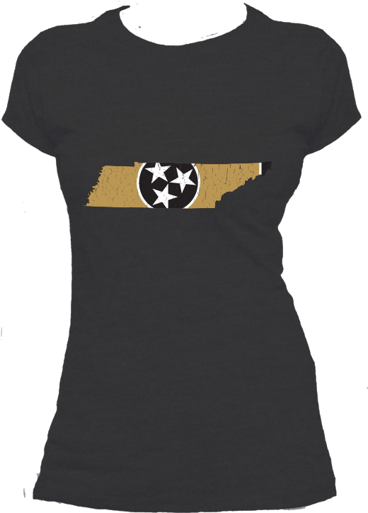 Tennessee Flag State Outline Gold Womens Short Sleeve - Oh Captain My Captain Shirt (1000x1000), Png Download