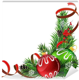 Christmas Tree Balls With Red Ribbon Wall Mural • Pixers® - Vetor Sino E Bola Natal (400x400), Png Download