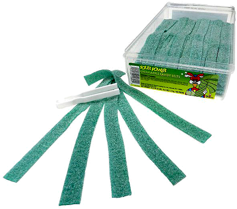 Sour Power Green Apple Candy Belts For Fresh Candy - Green Apple Sour Belts 150ct Tub (500x500), Png Download