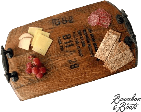 Bourbon Barrel Wood Serving Tray With Cast Iron Handles - Liberty Half Dollar Coin Ring (500x500), Png Download