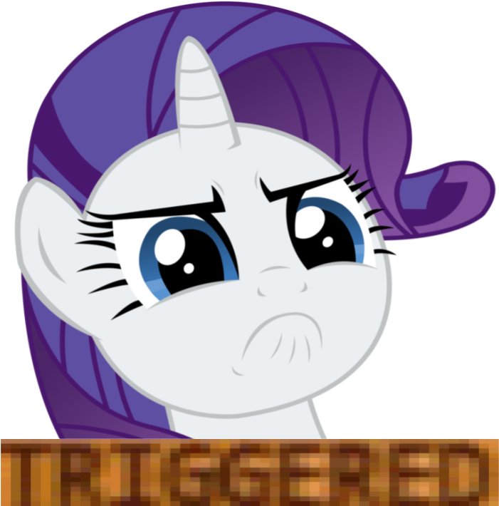 Edit, Frown, Meme, Pony, Rarity, Safe, Simple Background, - Triggered Unicorn (960x720), Png Download