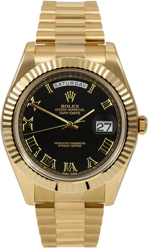 Pre-owned Rolex Mens 18 K Yellow Gold Day Date President - Rolex Date Day President Models Fluted Bezel (1000x1000), Png Download