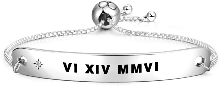 Engravable Bangles Soufeel Roman Numeral Personalized (750x750), Png Download
