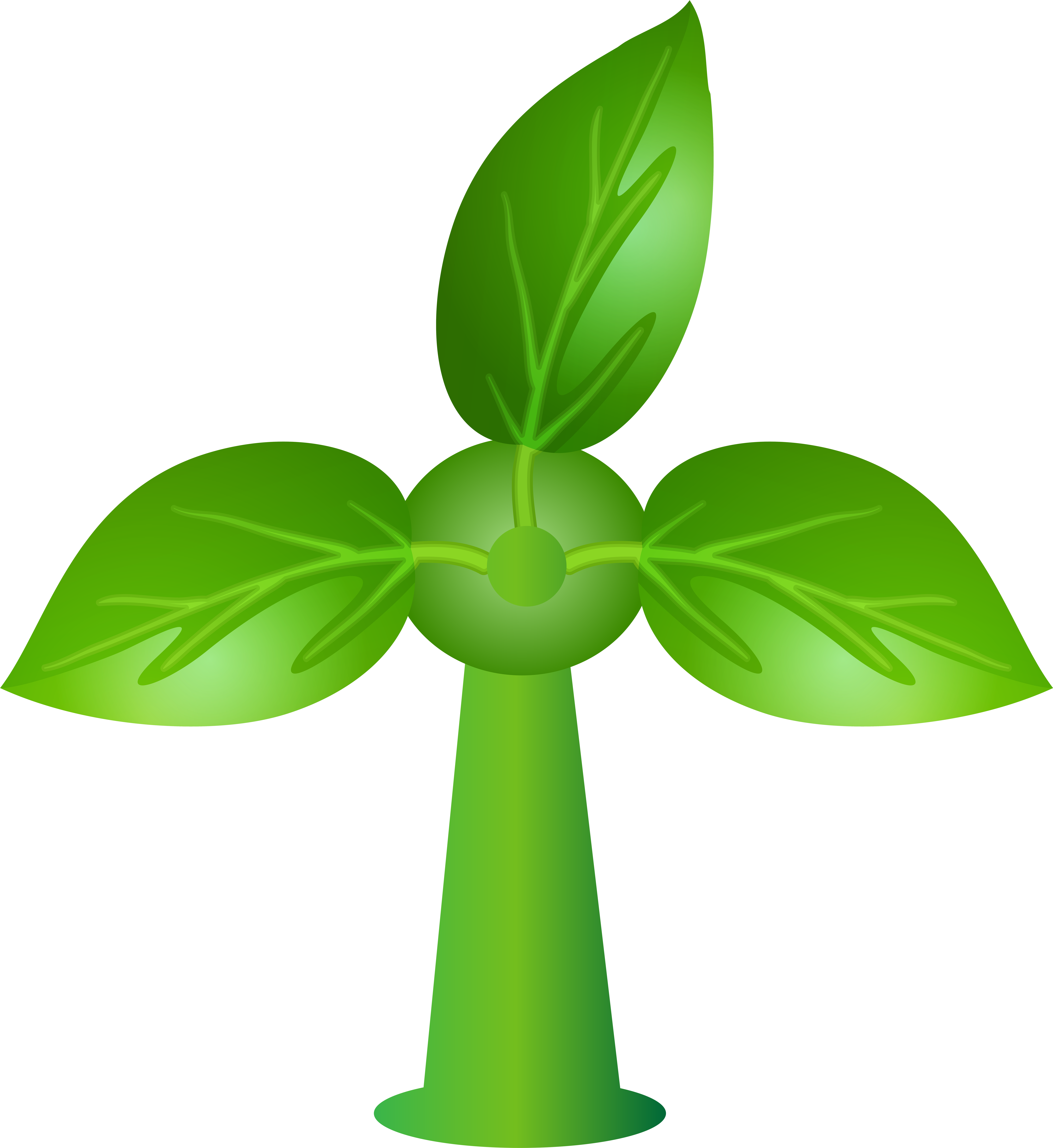 Green Leaves Wind Turbine Png Clip Art (7338x8000), Png Download