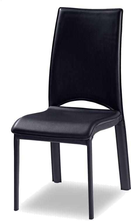 Modern Leather And Wood Dining Chairs - Black Dining Chair Png (448x752), Png Download