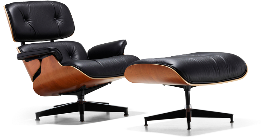 Chair - Herman Miller Eames Lounge Chair And Ottoman, White (902x450), Png Download
