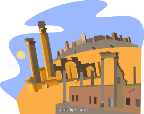 Syria, Ancient City Of Bosra Royalty Free Vector Clip - Ancient City Cartoon Png (480x382), Png Download