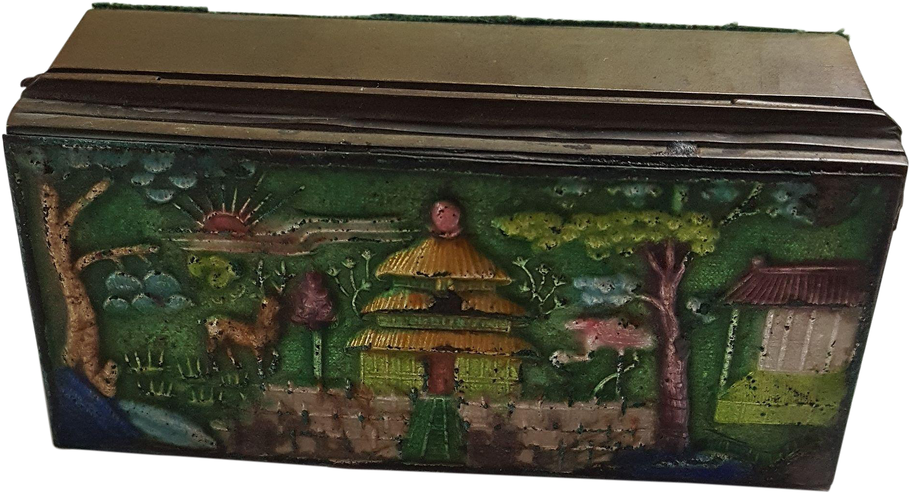 Vintage Antique Chinese Asian Postage Stamp Box Brass - Hardwood (1870x1870), Png Download