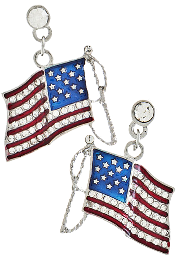 American Flag Drop Earrings Featuring Small Diamond - Flag Of The United States (500x552), Png Download