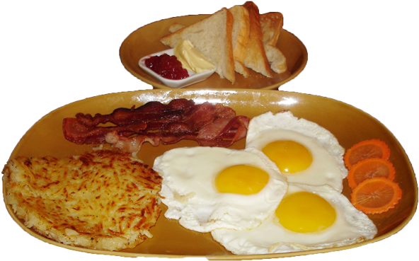 Bacon & Eggs - Fried Egg (600x386), Png Download