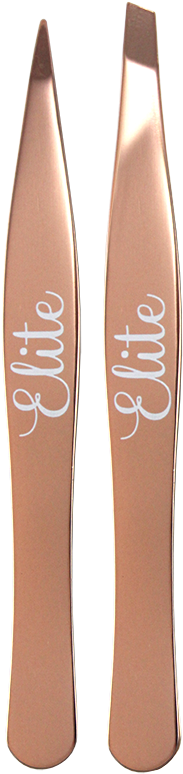 Elite Rose Gold Collection 2 Pack Tweezers 1 Slanted - Gold Collection 2 (611x817), Png Download