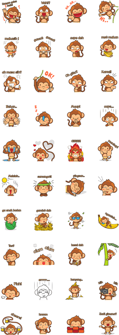 Chiki, The Funny Monkey - Sticker (420x1121), Png Download