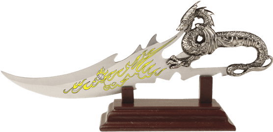Yellow Fire-breathing Dragon Dagger - Dragon Knife (555x555), Png Download