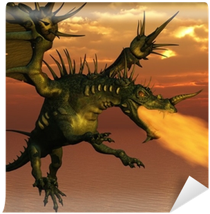 3d Render Of A Fire-breathing Dragon Flying At Sunset - Dragon (400x400), Png Download