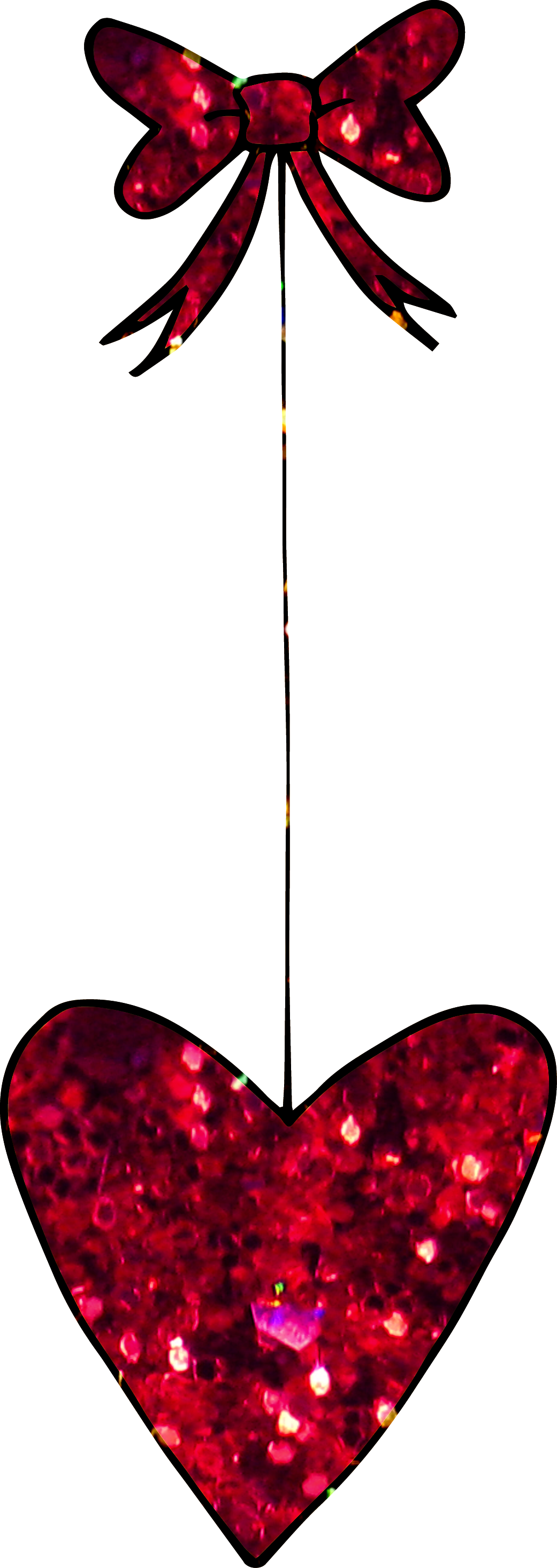 Red Glitter Hanging Heart - Heart (1041x2930), Png Download