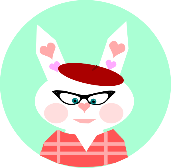 French Rabbit With Hearts Clip Art - Clip Art (600x592), Png Download