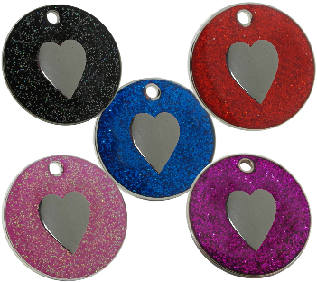 Glitter Pet Tag Round Heart - Heart (450x450), Png Download