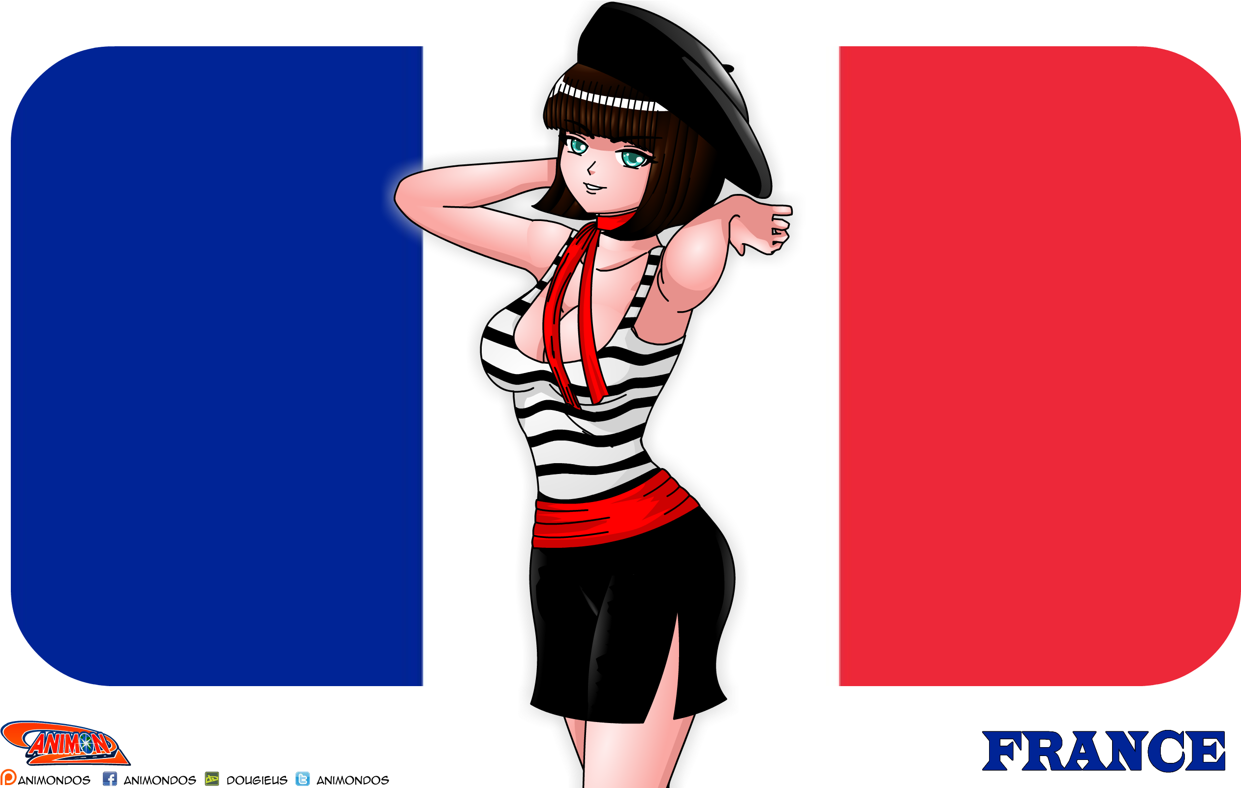France In National Dress - Cartoon (2560x1600), Png Download
