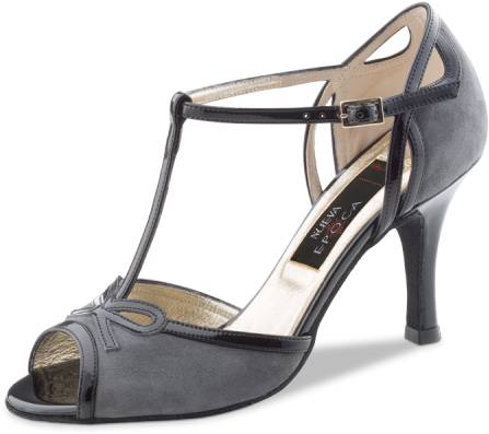 0 Grey Suede/black Patent - Taneční Boty Nueva Epoca - Alexia (500x430), Png Download